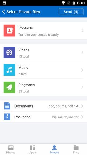 Screenshots of CM Transfer - Share any files with friends nearby program for Android phone or tablet.