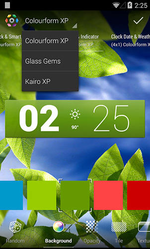 Les captures d'écran du programme Colourform XP pour le portable ou la tablette Android.