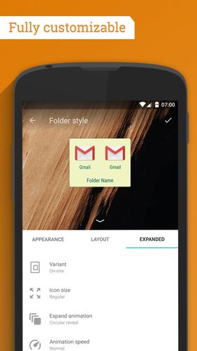 Screenshots of Contextual app folder program for Android phone or tablet.