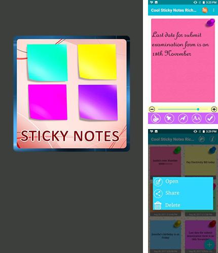 Outre le programme Gravity Box pour Android vous pouvez gratuitement télécharger Cool sticky notes sur le portable ou la tablette Android.