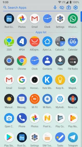 アンドロイドの携帯電話やタブレット用のプログラムCPL - Customized pixel launcher のスクリーンショット。