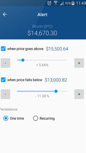 Screenshots of CryptoCurrency program for Android phone or tablet.