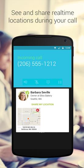 Les captures d'écran du programme Whitepages Caller ID pour le portable ou la tablette Android.