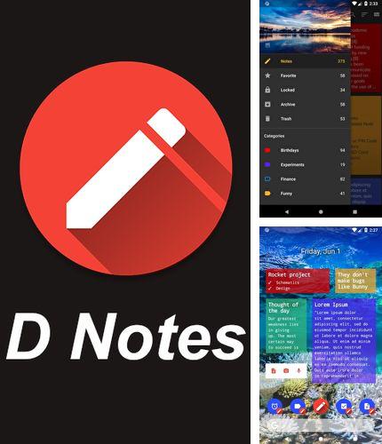 Бесплатно скачать программу D notes - Notes, lists & photos на Андроид телефоны и планшеты.