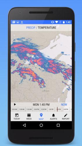 アンドロイドの携帯電話やタブレット用のプログラムDark Sky - Hyperlocal Weather のスクリーンショット。