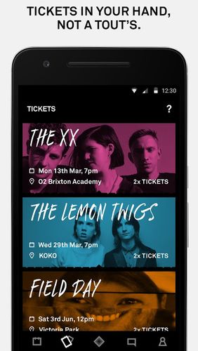 Die App DICE: Tickets for gigs, clubs & festivals für Android, Laden Sie kostenlos Programme für Smartphones und Tablets herunter.