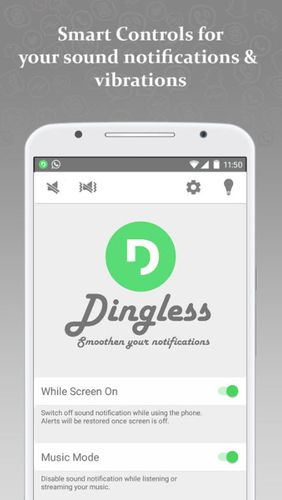 Dingless - Notification sounds を無料でアンドロイドにダウンロード。携帯電話やタブレット用のプログラム。