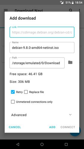 Les captures d'écran du programme Download Navi - Download manager pour le portable ou la tablette Android.