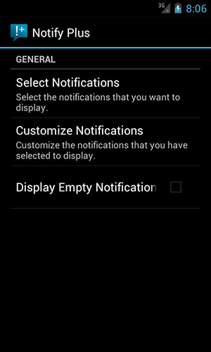 Les captures d'écran du programme Notify pro pour le portable ou la tablette Android.