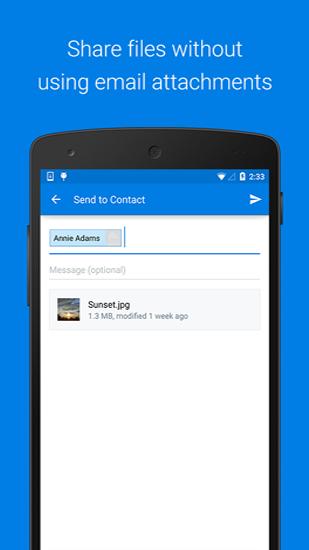 Screenshots of Dropbox program for Android phone or tablet.