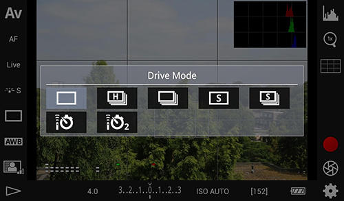 Screenshots des Programms DSLR controller für Android-Smartphones oder Tablets.