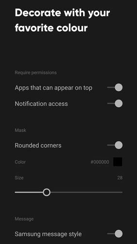 Les captures d'écran du programme EDGE MASK - Change to unique notification design pour le portable ou la tablette Android.