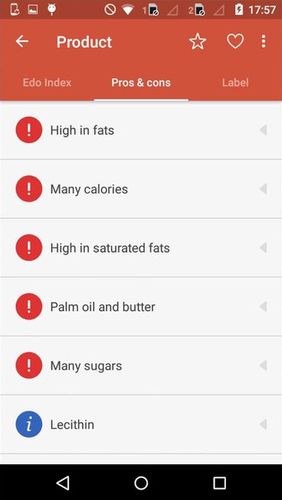 Capturas de tela do programa Edo - Know what you eat em celular ou tablete Android.