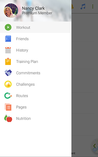 Screenshots of Endomondo program for Android phone or tablet.