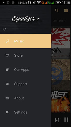 Capturas de tela do programa Equalizer: Music player booster em celular ou tablete Android.