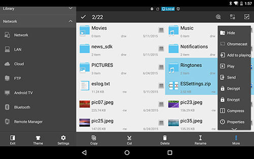 Application ES file explorer: File manager pour Android, télécharger gratuitement des programmes pour les tablettes et les portables.
