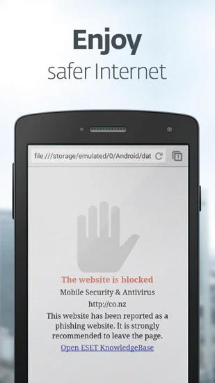 Capturas de pantalla del programa ESET: Mobile Security para teléfono o tableta Android.