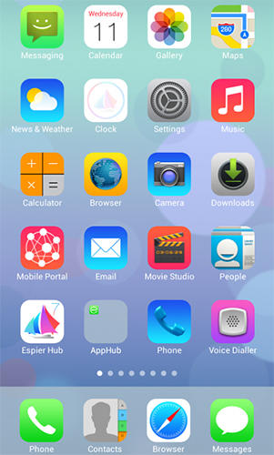 Screenshots des Programms Espier launcher iOS7 für Android-Smartphones oder Tablets.