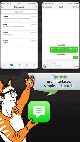 Capturas de tela do programa Espier Messages iOS 7 em celular ou tablete Android.