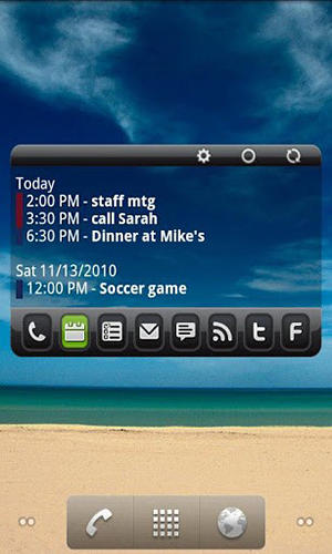 Les captures d'écran du programme Executive assistant pour le portable ou la tablette Android.