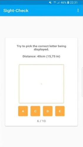 Безкоштовно скачати Eye check - Sight test на Андроїд. Програми на телефони та планшети.