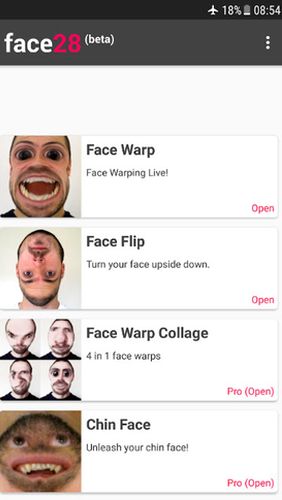 Capturas de tela do programa Face28 - Face changer video em celular ou tablete Android.