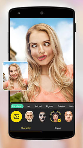 Capturas de pantalla del programa Face swap para teléfono o tableta Android.