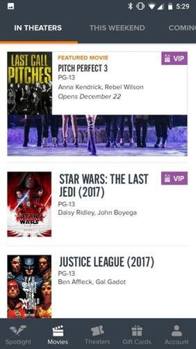 Application Fandango: Movies times + tickets pour Android, télécharger gratuitement des programmes pour les tablettes et les portables.