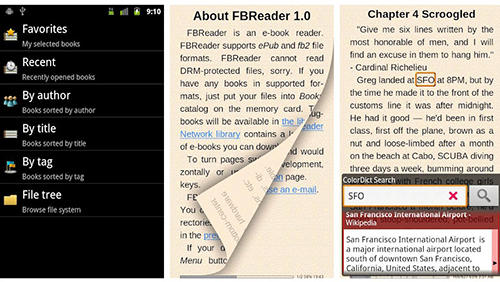 Die App FBReader für Android, Laden Sie kostenlos Programme für Smartphones und Tablets herunter.