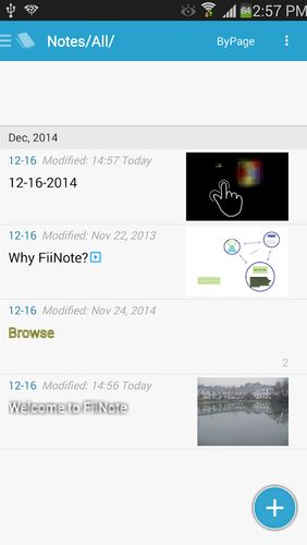 Screenshots des Programms FiiNote: Note everything für Android-Smartphones oder Tablets.