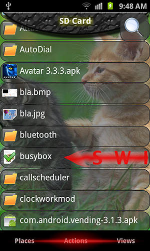Screenshots of Root explorer program for Android phone or tablet.