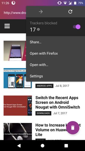 Die App Firefox focus: The privacy browser für Android, Laden Sie kostenlos Programme für Smartphones und Tablets herunter.