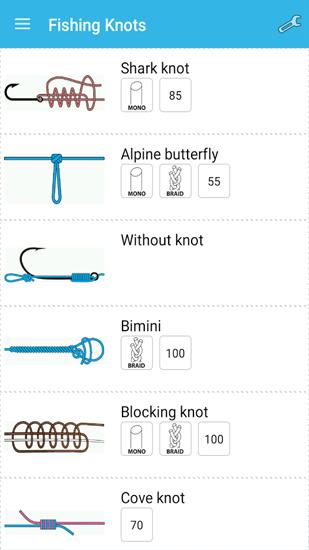 Die App Fishing Knots für Android, Laden Sie kostenlos Programme für Smartphones und Tablets herunter.