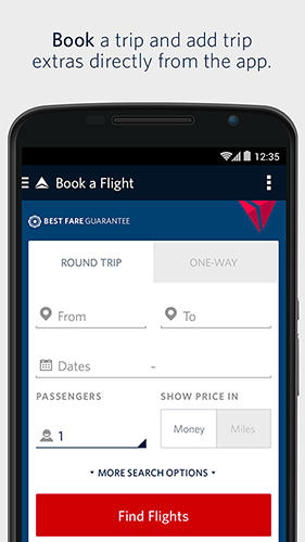 Screenshots of Fly delta program for Android phone or tablet.