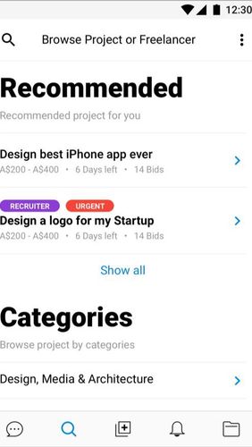 Скріншот програми Freelancer: Experts from programming to photoshop на Андроїд телефон або планшет.