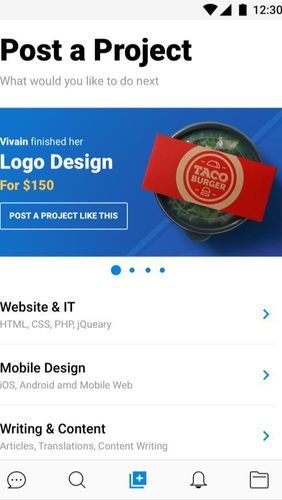 Capturas de tela do programa Freelancer: Experts from programming to photoshop em celular ou tablete Android.