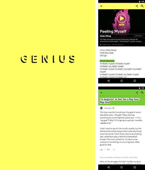 Laden Sie kostenlos Genius: Lieder und Lyrics für Android Herunter. App für Smartphones und Tablets.