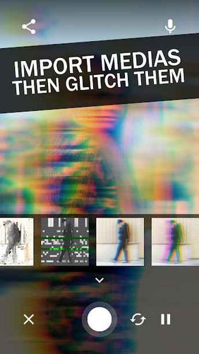 アンドロイドの携帯電話やタブレット用のプログラムGlitchee: Glitch video effects のスクリーンショット。