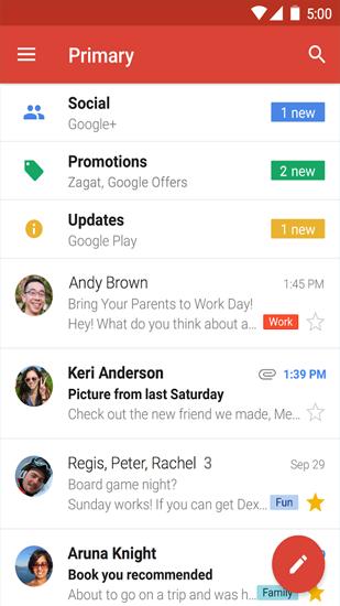 Application Gmail pour Android, télécharger gratuitement des programmes pour les tablettes et les portables.