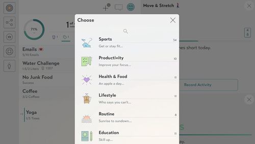 Capturas de tela do programa Goalify - My goals, tasks & habits em celular ou tablete Android.
