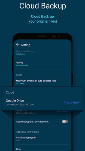 Скріншот програми GOM saver - Memory storage saver and optimizer на Андроїд телефон або планшет.