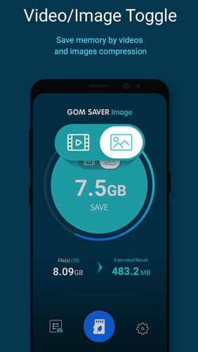 アンドロイドの携帯電話やタブレット用のプログラムGOM saver - Memory storage saver and optimizer のスクリーンショット。