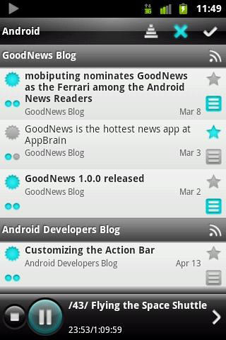 Screenshots des Programms Good news für Android-Smartphones oder Tablets.