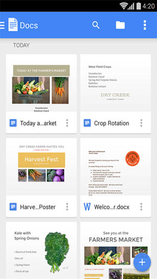 Laden Sie kostenlos Google Docs für Android Herunter. Programme für Smartphones und Tablets.