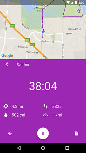 Screenshots of Google fit program for Android phone or tablet.