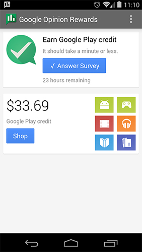 Baixar grátis Google opinion rewards para Android. Programas para celulares e tablets.