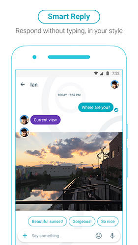 Screenshots of Google Allo program for Android phone or tablet.