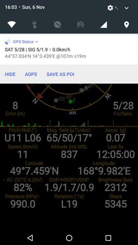Aplicativo GPS status & toolbox para Android, baixar grátis programas para celulares e tablets.