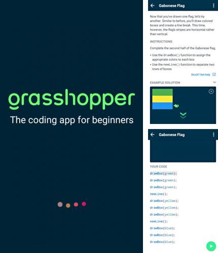 アンドロイド用のプログラム GPS widget のほかに、アンドロイドの携帯電話やタブレット用の Grasshopper: Learn to code for free を無料でダウンロードできます。