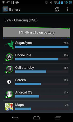 Capturas de tela do programa Green: Power battery saver em celular ou tablete Android.